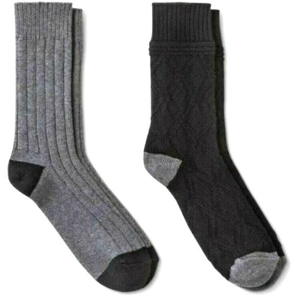 Goodfellow & Co Men's Boot Thick Winter Crew Socks, 2pr Black/Grey, L - Picture 1 of 6